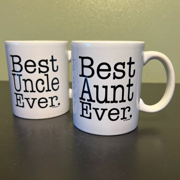 Set of 2 BEST AUNT EVER and BEST UNCLE EVER Ceramic Companion Mugs - Picture 1 of 8